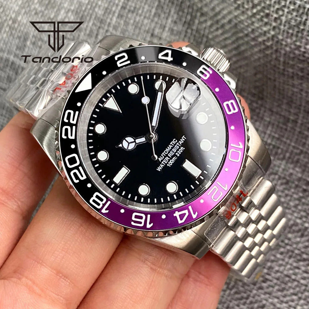 Tandorio NH35A Date Stainless Steel 40mm Dive Automatic Men Watch Sapphire Crystal Rotating Bezel Luminous Mechanical Wristwatch