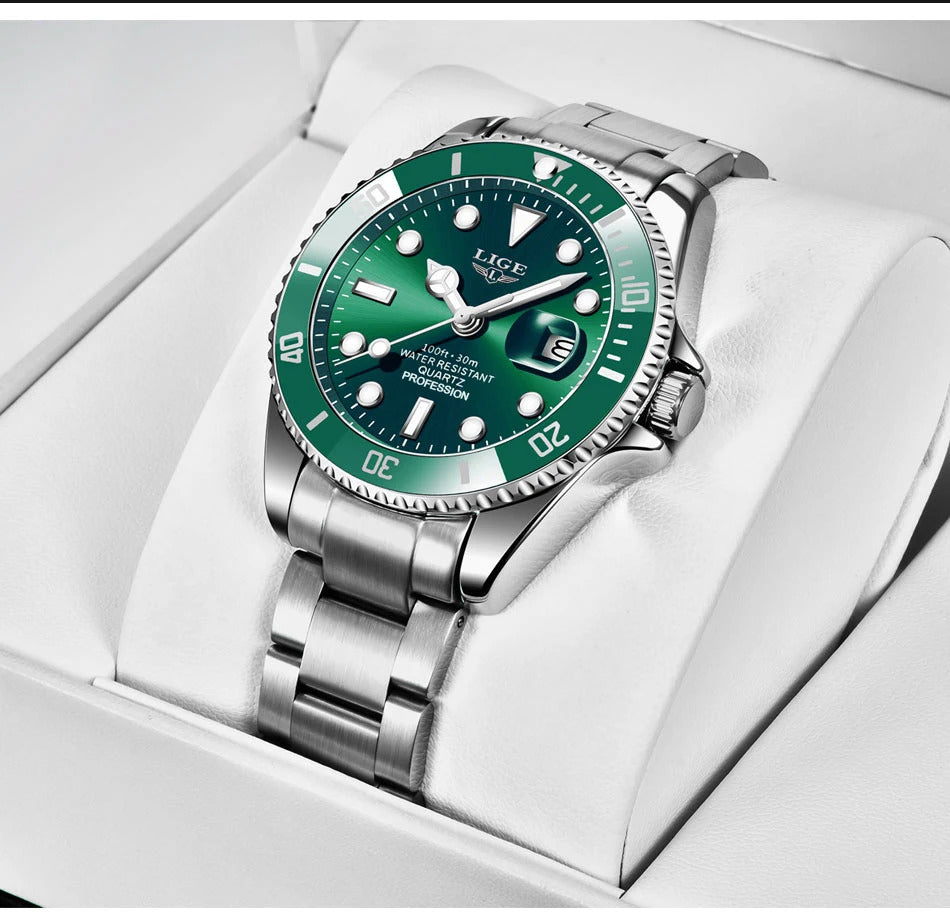 LIGE New Watch Men Business Casual Wristwatch Luxury Date Quartz Watch Stainless Steel Watches For Men Clock Relogios Masculino