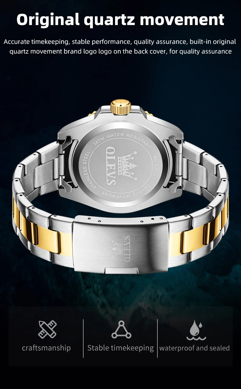 OLEVS 3610 Hot Original Luxury Men's Watches Waterproof Calendar Luminous Quartz Watch for Man Stainless Steel Authentic Watch