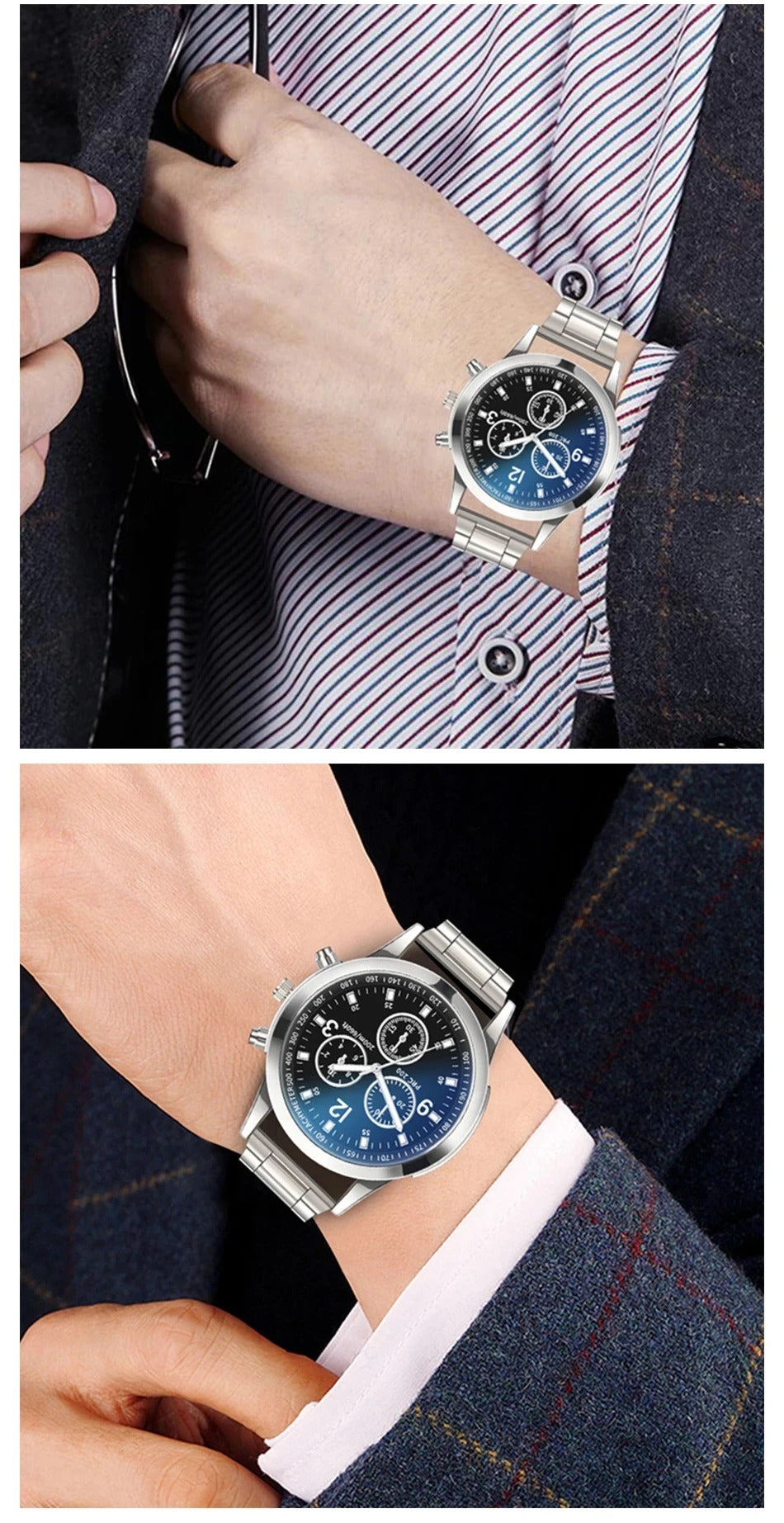 Fashion Mens Stainless Steel Watches Luxury Quartz Wristwatch Clock Men Business Casual Watch Relogio Masculino