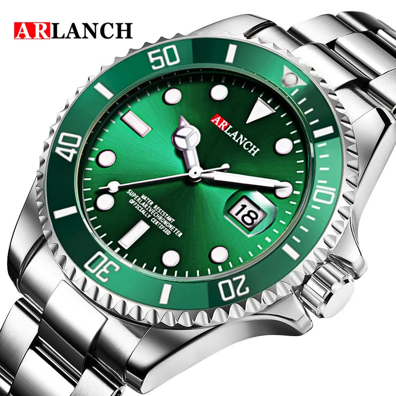 Business Stainless Steel Watch 40mm Classic Red Blue Circle Diving Series Magnifying Glass Calendar Quartz Watches montre homme