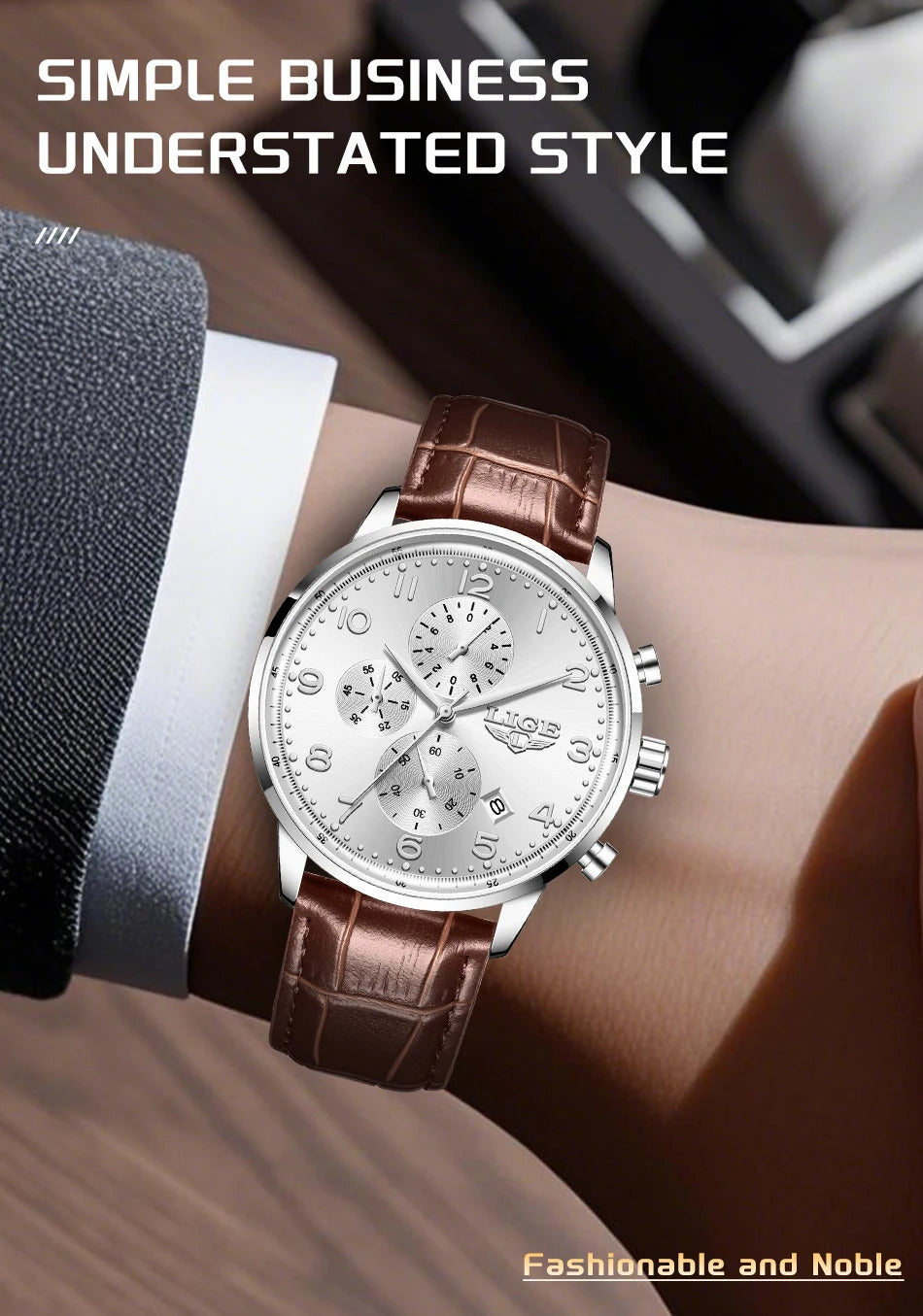 LIGE New Mens Watches Top Brand Luxury Military Quartz Watch For Men Fashion Leather Sports Waterproof Chronograph Reloj Hombre