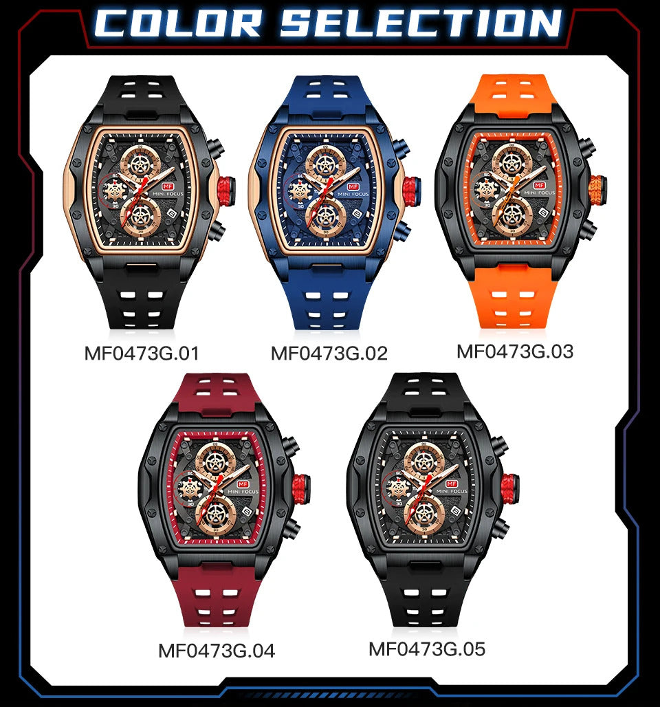 MINI FOCUS Watches for Men Multifunctional Casual Luxury Quartz Wrist Watches Waterproof Luxury Watch relogio masculino 0473G