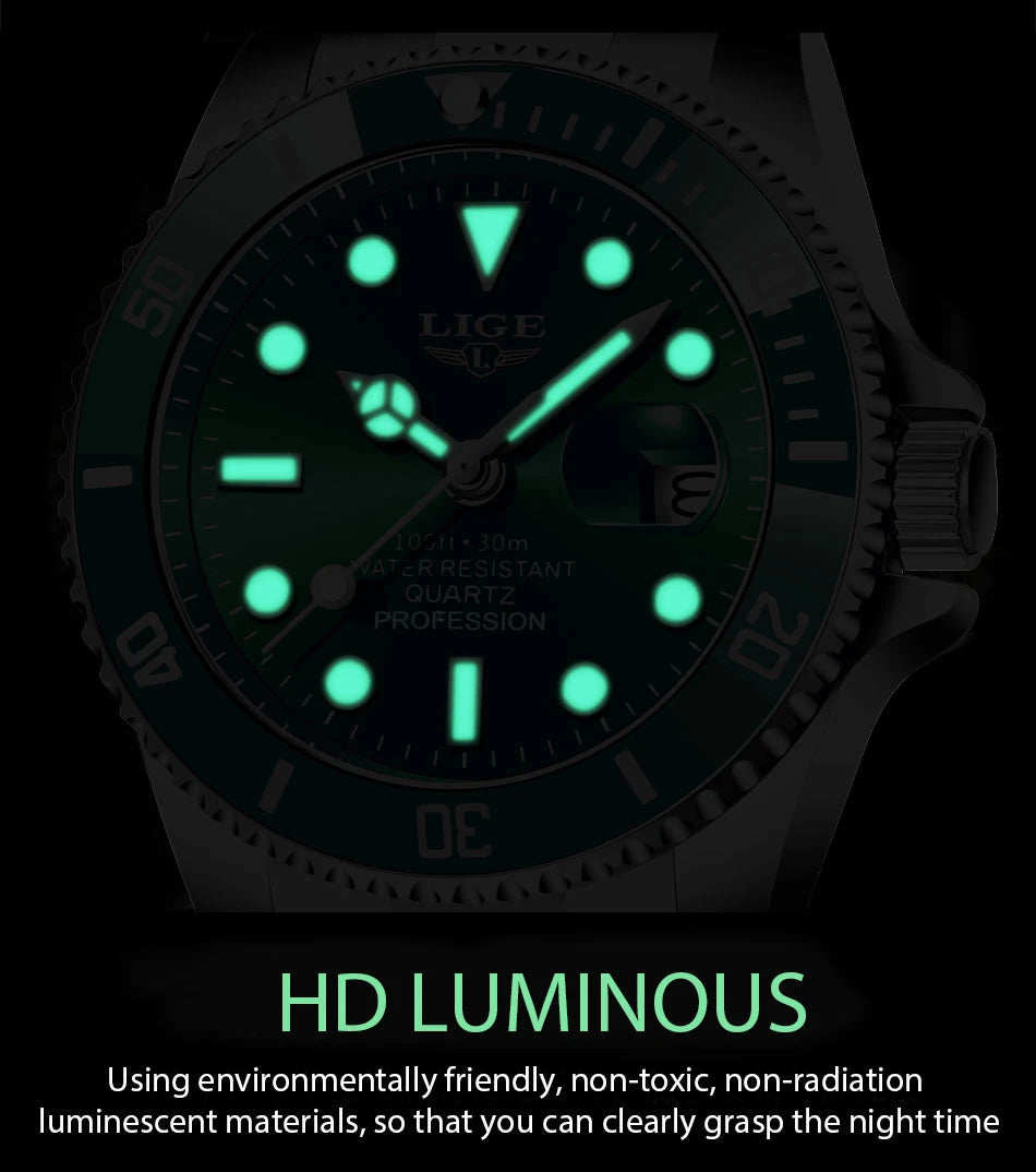 LIGE New Watch Men Business Casual Wristwatch Luxury Date Quartz Watch Stainless Steel Watches For Men Clock Relogios Masculino