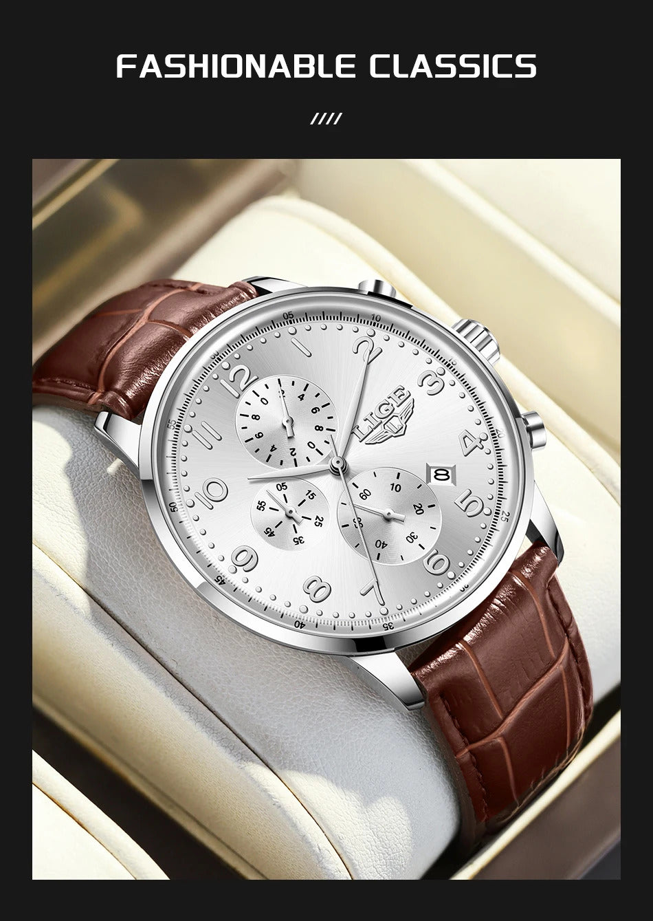 LIGE New Mens Watches Top Brand Luxury Military Quartz Watch For Men Fashion Leather Sports Waterproof Chronograph Reloj Hombre