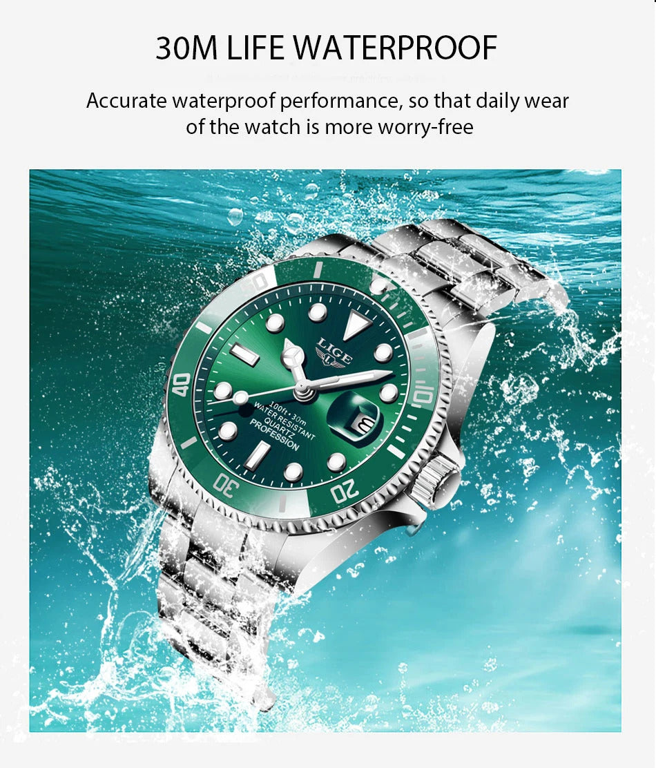 LIGE New Watch Men Business Casual Wristwatch Luxury Date Quartz Watch Stainless Steel Watches For Men Clock Relogios Masculino