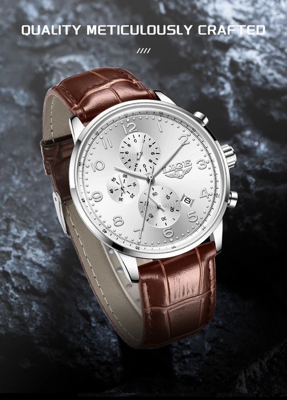 LIGE New Mens Watches Top Brand Luxury Military Quartz Watch For Men Fashion Leather Sports Waterproof Chronograph Reloj Hombre