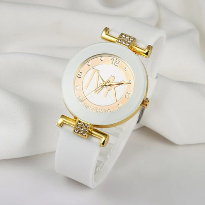 UTHAI W28 Women's Fashion Quartz Watch Light Luxury Diamond Silicone Band College Girl Watches Clock