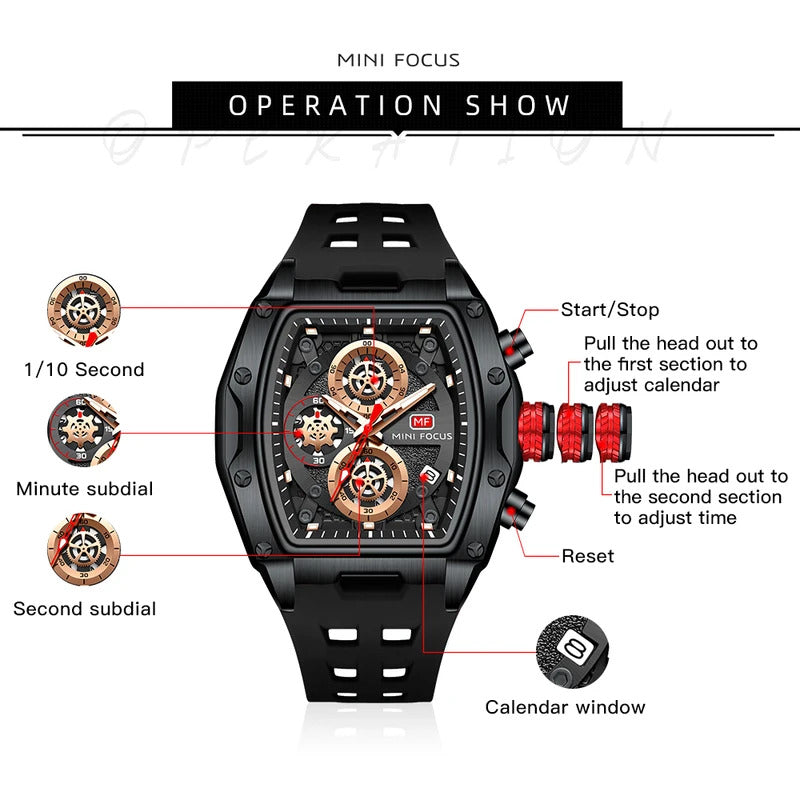 MINI FOCUS Watches for Men Multifunctional Casual Luxury Quartz Wrist Watches Waterproof Luxury Watch relogio masculino 0473G