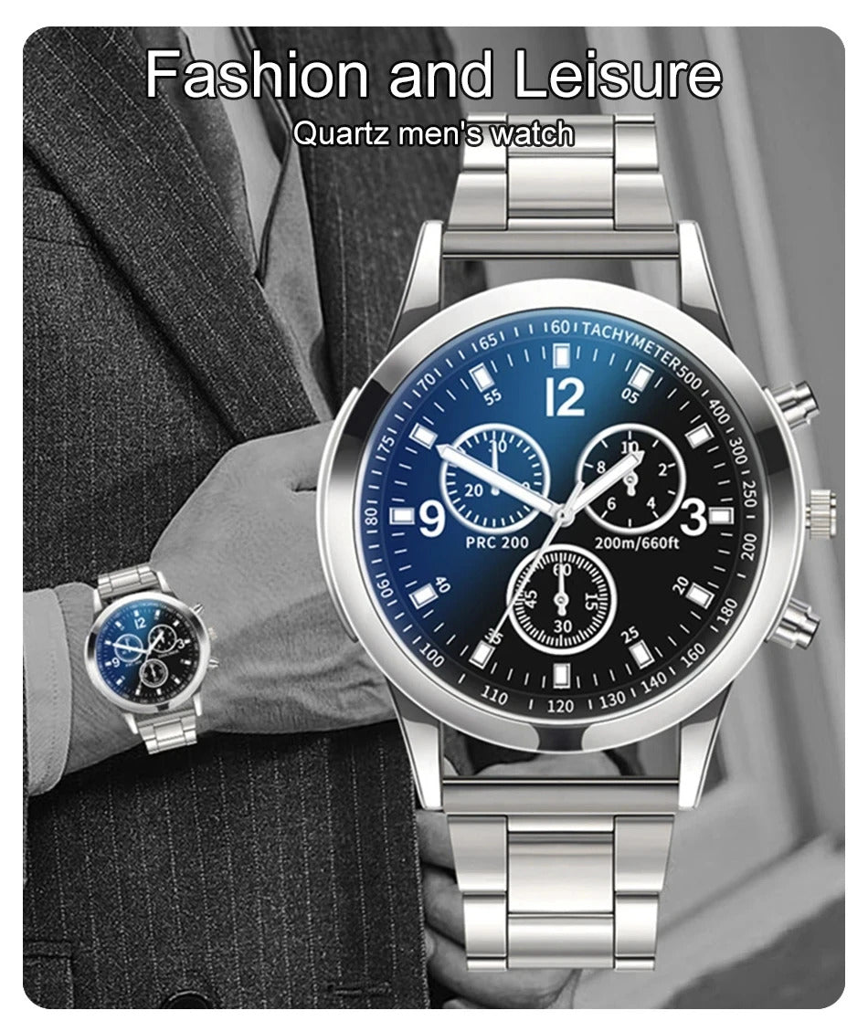 Fashion Mens Stainless Steel Watches Luxury Quartz Wristwatch Clock Men Business Casual Watch Relogio Masculino