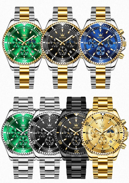 OLEVS Mens Watches Rotatable Big Face Stainless Steel Waterproof Date Analog Quartz Watches Fashion Business WristWatch for Men