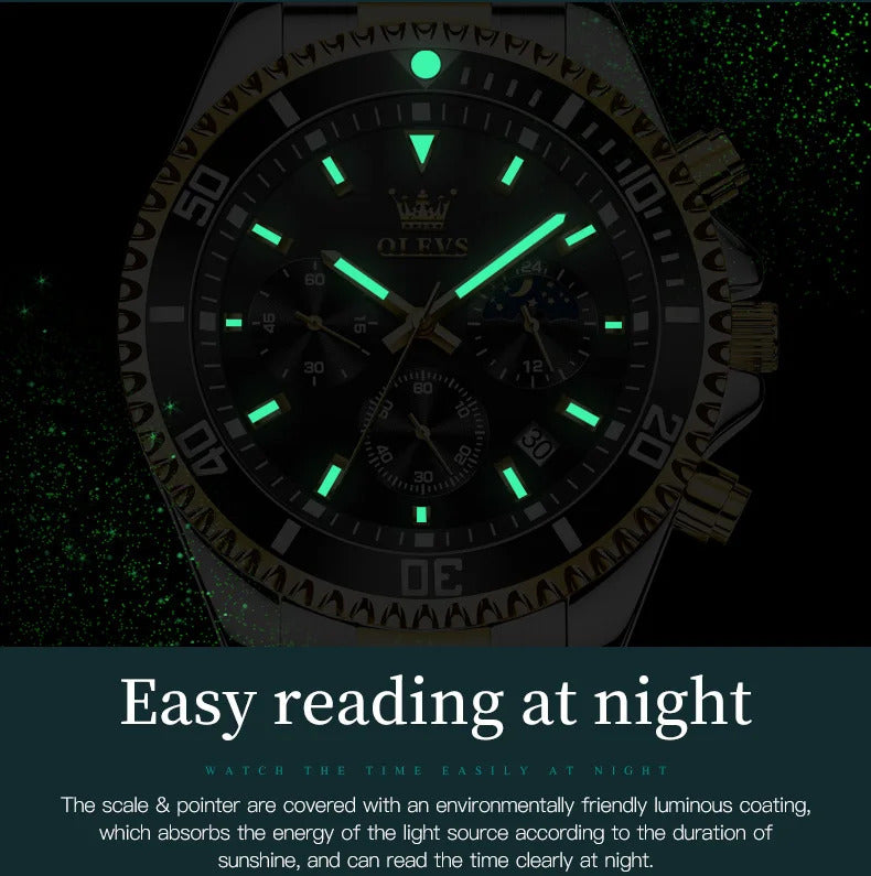 OLEVS Mens Watches Rotatable Big Face Stainless Steel Waterproof Date Analog Quartz Watches Fashion Business WristWatch for Men