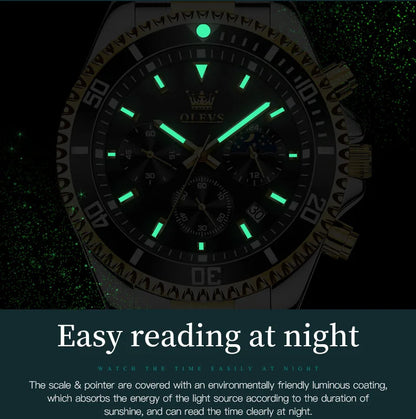OLEVS Mens Watches Rotatable Big Face Stainless Steel Waterproof Date Analog Quartz Watches Fashion Business WristWatch for Men