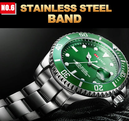 Business Stainless Steel Watch 40mm Classic Red Blue Circle Diving Series Magnifying Glass Calendar Quartz Watches montre homme