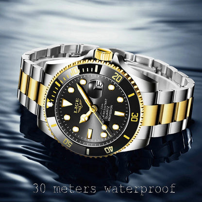 LIGE New Watch Men Business Casual Wristwatch Luxury Date Quartz Watch Stainless Steel Watches For Men Clock Relogios Masculino