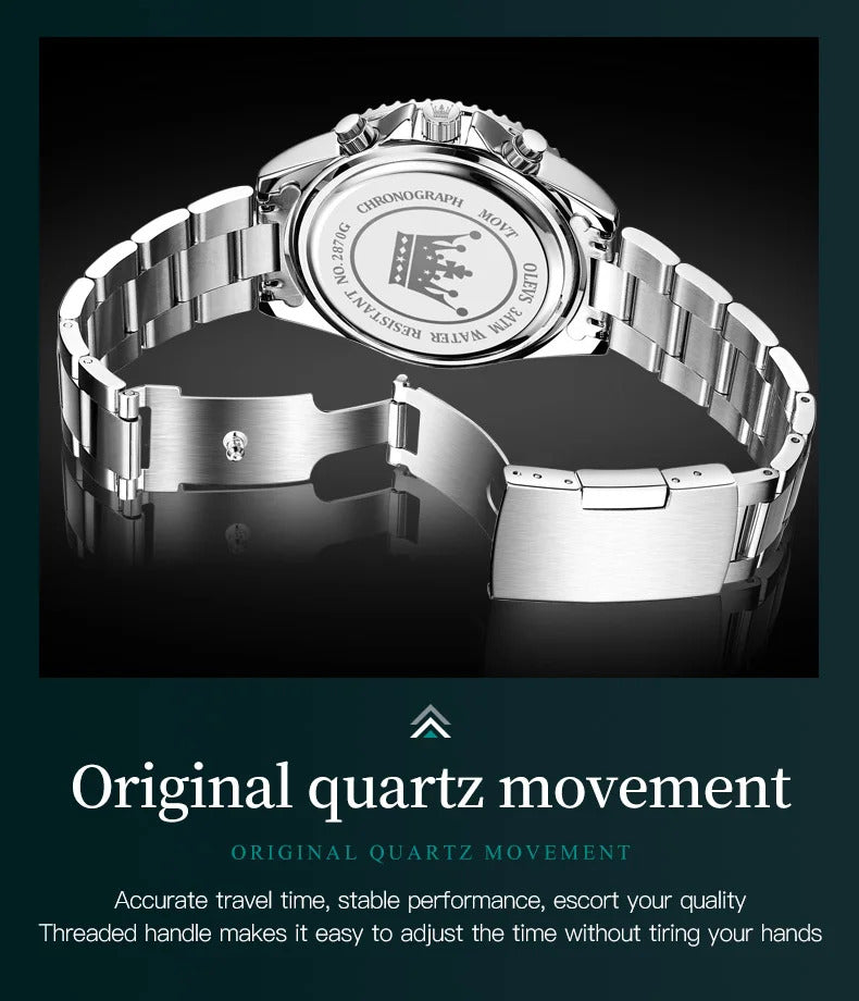 OLEVS Mens Watches Rotatable Big Face Stainless Steel Waterproof Date Analog Quartz Watches Fashion Business WristWatch for Men