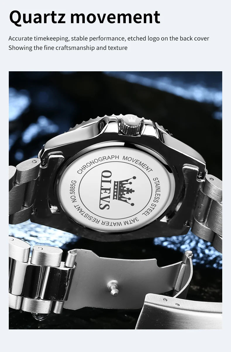 OLEVS 5885 Luxury Men Watch Diving Series Deep Waterproof Auto Date Stainless steel NEW Red Dial Original Wristwatch