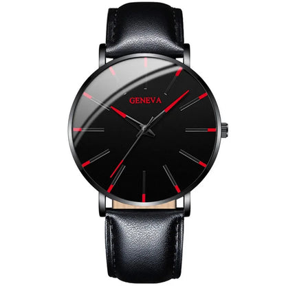 Fashion Men's Watch Casual Leather Band Quartz Wristwatch Men Business Watches Bracelet Necklace Set