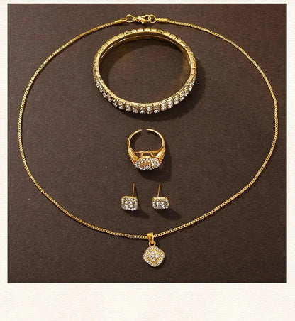 6 Pack Women's Watches Luxury Elegant Alloy Watches Women Crystal Watch Gift Quartz Watch Alloy Rhinestone Bracelet Montre