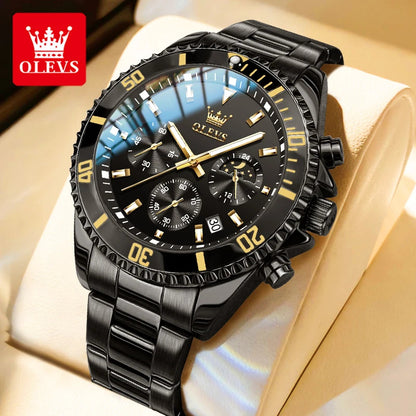 OLEVS Mens Watches Rotatable Big Face Stainless Steel Waterproof Date Analog Quartz Watches Fashion Business WristWatch for Men