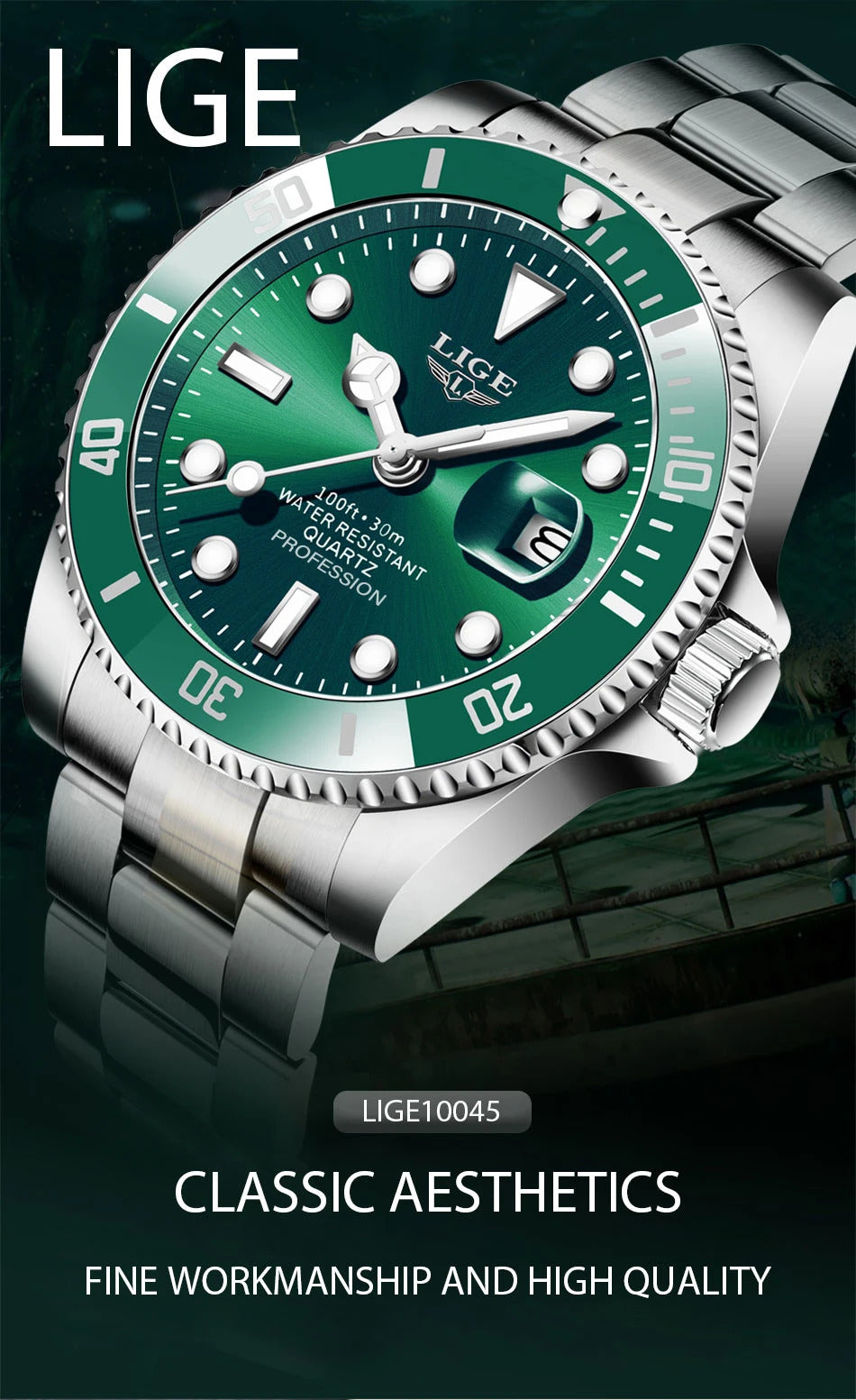 LIGE New Watch Men Business Casual Wristwatch Luxury Date Quartz Watch Stainless Steel Watches For Men Clock Relogios Masculino