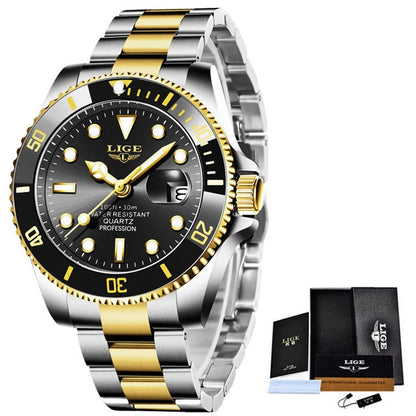 LIGE New Watch Men Business Casual Wristwatch Luxury Date Quartz Watch Stainless Steel Watches For Men Clock Relogios Masculino