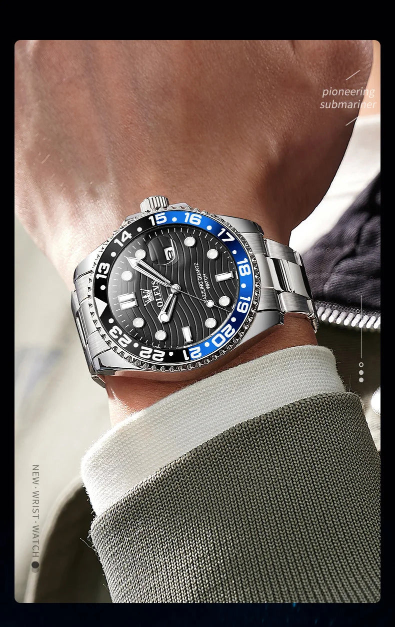 OLEVS 3610 Hot Original Luxury Men's Watches Waterproof Calendar Luminous Quartz Watch for Man Stainless Steel Authentic Watch