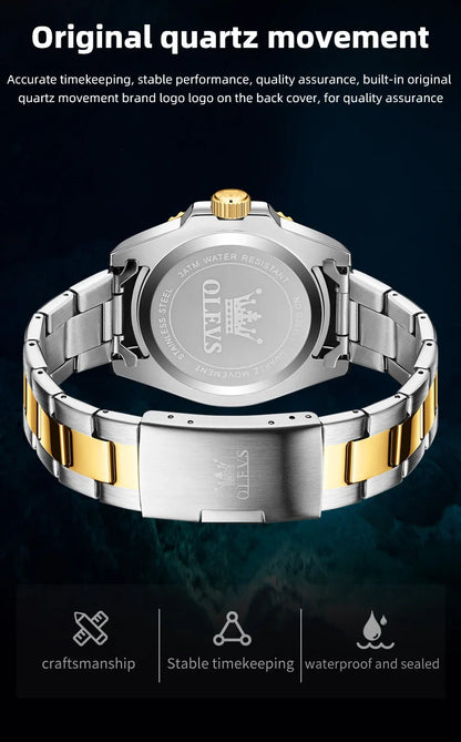 OLEVS 3610 Hot Original Luxury Men's Watches Waterproof Calendar Luminous Quartz Watch for Man Stainless Steel Authentic Watch