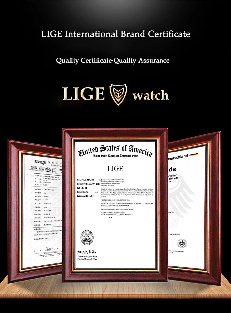 LIGE New Watch Men Business Casual Wristwatch Luxury Date Quartz Watch Stainless Steel Watches For Men Clock Relogios Masculino