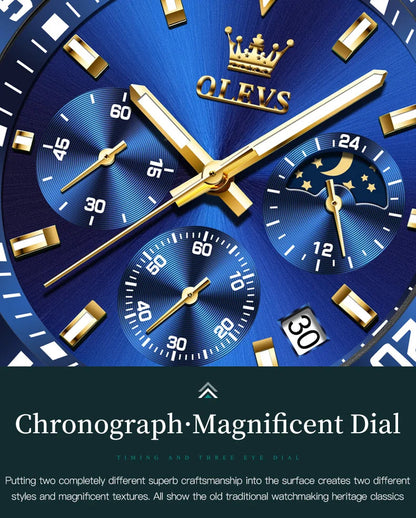 OLEVS Mens Watches Rotatable Big Face Stainless Steel Waterproof Date Analog Quartz Watches Fashion Business WristWatch for Men