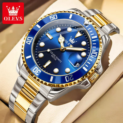 OLEVS 5885 Luxury Men Watch Diving Series Deep Waterproof Auto Date Stainless steel NEW Red Dial Original Wristwatch