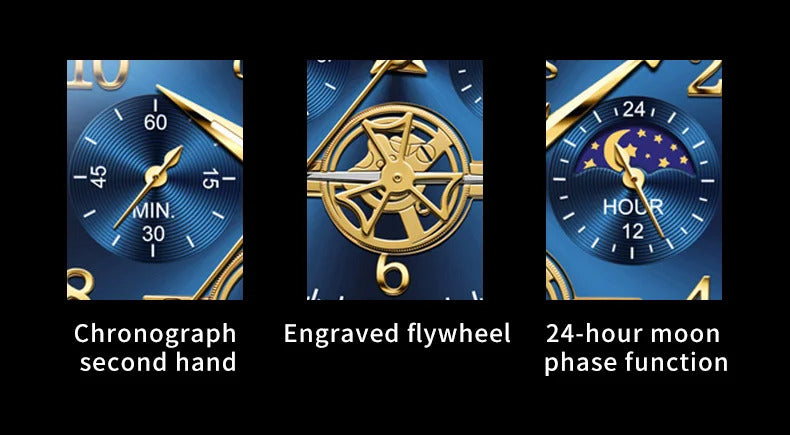 OLEVS 2900 Moon Phase Watch Men Stainless Steel Waterpoof Luminous  Fashion Skeleton Chronograph Quartz Wrist Watch for Men NEW