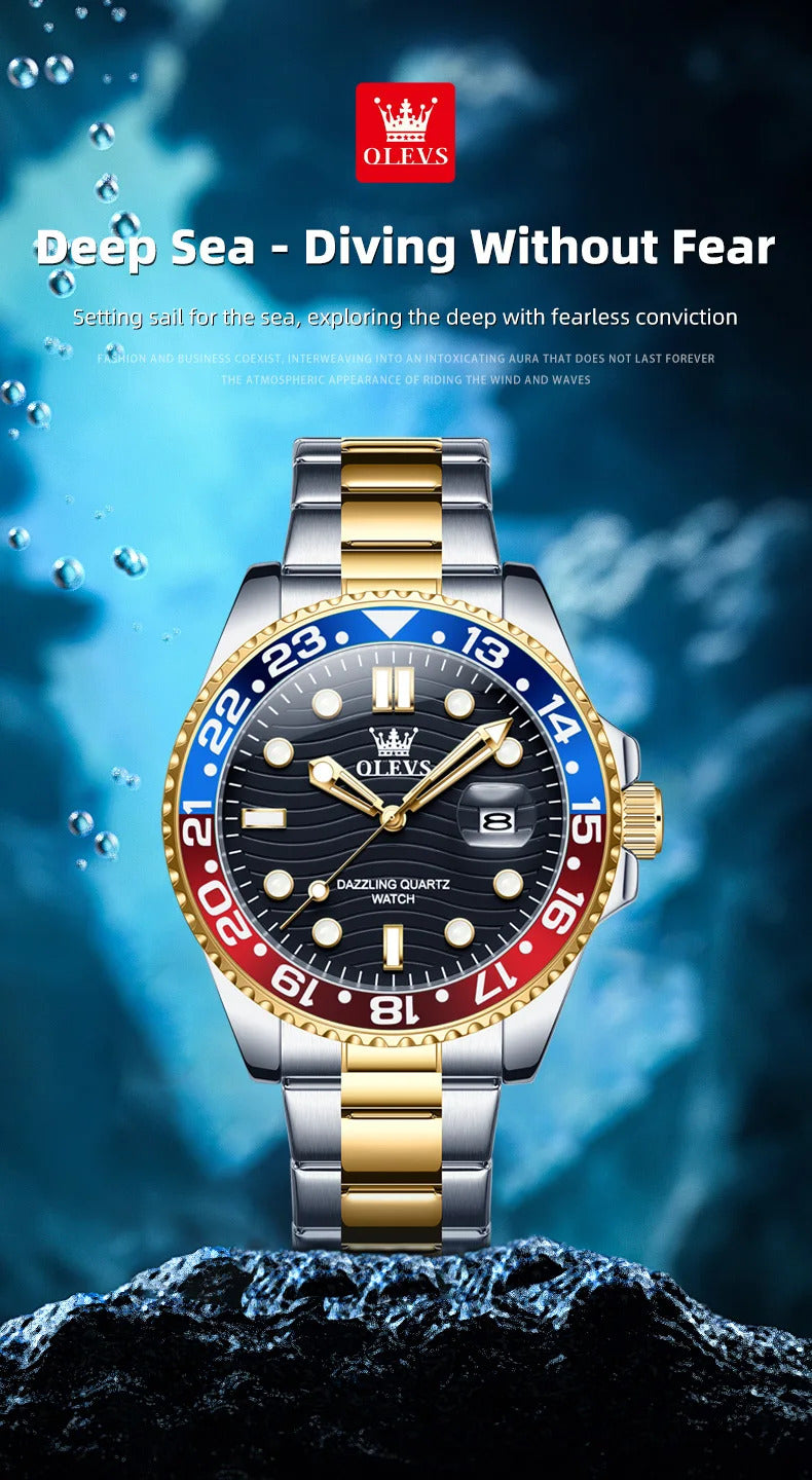 OLEVS 3610 Hot Original Luxury Men's Watches Waterproof Calendar Luminous Quartz Watch for Man Stainless Steel Authentic Watch