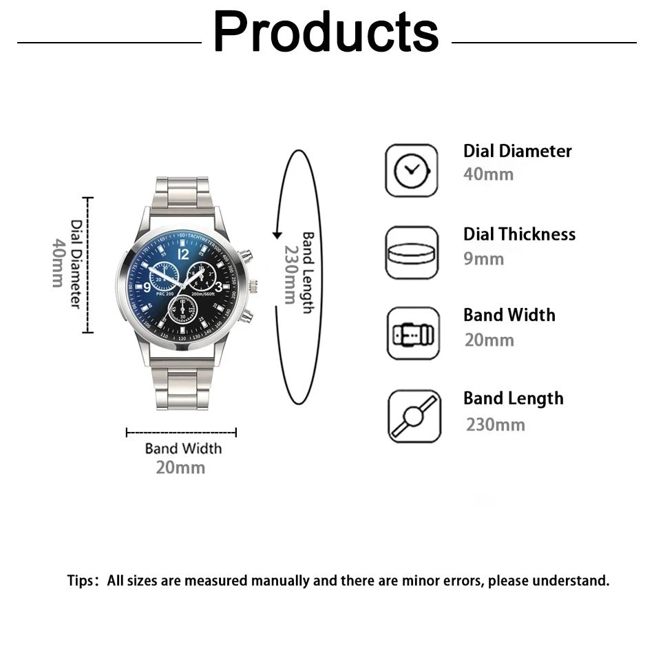 Fashion Mens Stainless Steel Watches Luxury Quartz Wristwatch Clock Men Business Casual Watch Relogio Masculino