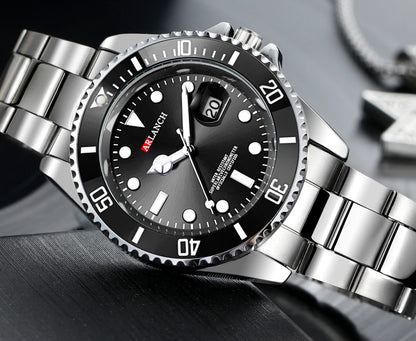 Business Stainless Steel Watch 40mm Classic Red Blue Circle Diving Series Magnifying Glass Calendar Quartz Watches montre homme
