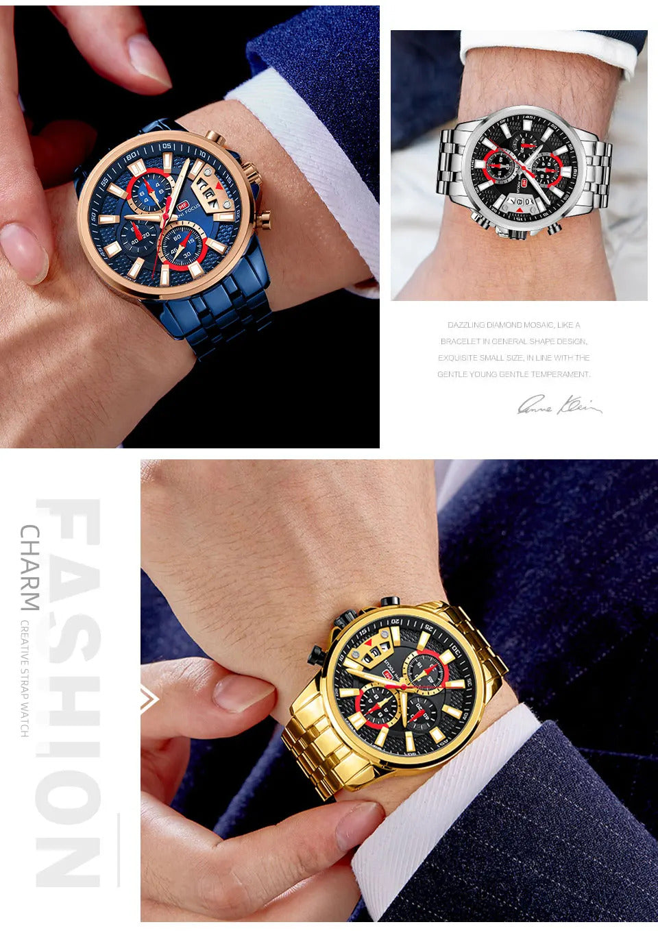 MINI FOCUS Chronograph Quartz Watch for Men with Stainless Steel Bracelet Luxury Sport Analog Wristwatch with Date Black Purple