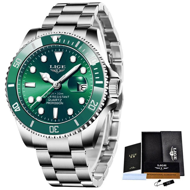 LIGE New Watch Men Business Casual Wristwatch Luxury Date Quartz Watch Stainless Steel Watches For Men Clock Relogios Masculino