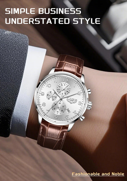 LIGE New Mens Watches Top Brand Luxury Military Quartz Watch For Men Fashion Leather Sports Waterproof Chronograph Reloj Hombre