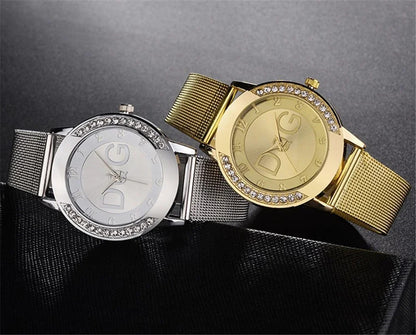 Luxury Brand Women's watches With Diamonds Simple Digital Design Ladies' Quartz Watch Casual Gold Mesh Belt Women Clock Strap