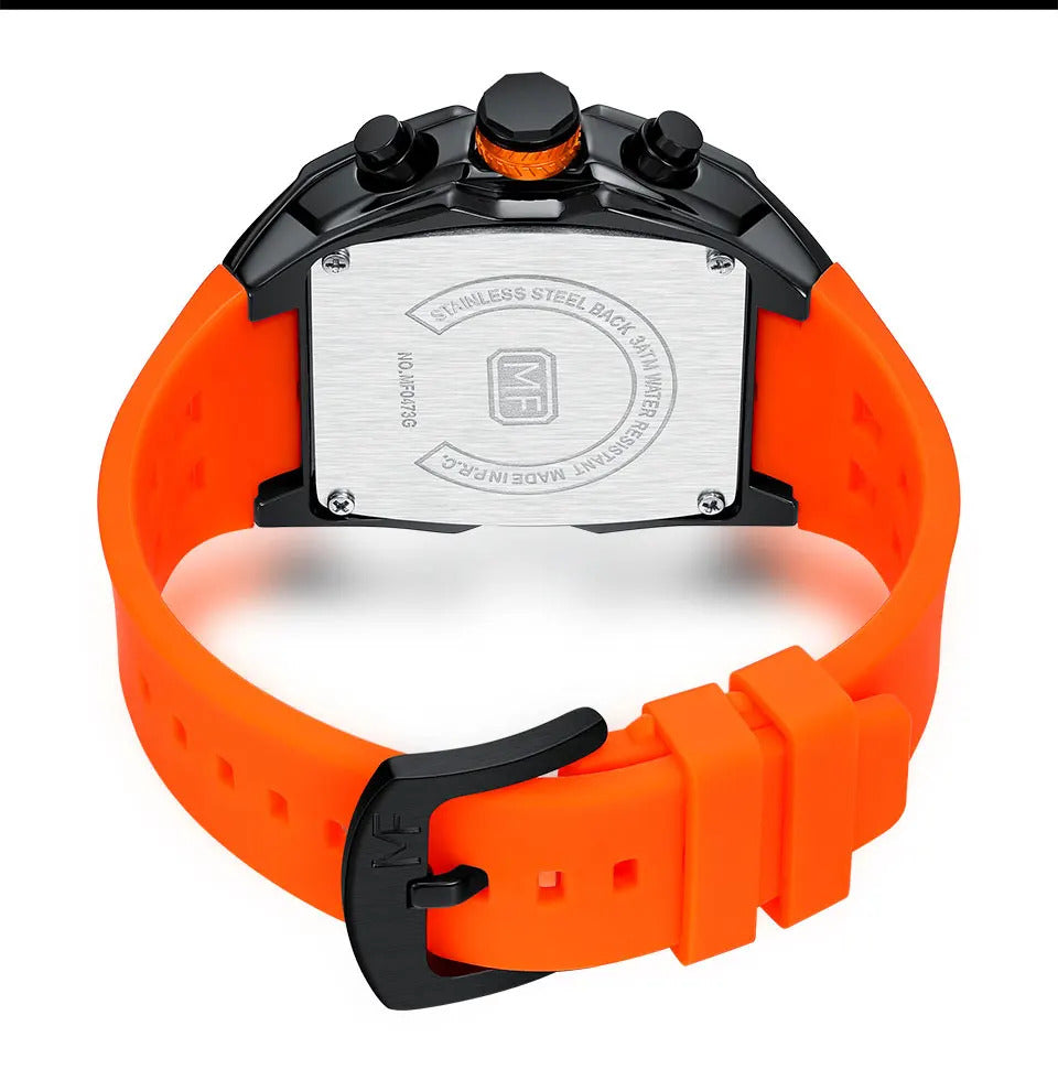 MINI FOCUS Blue Quartz Watch Men Fashion Military Sport Chronograph Wristwatch with Luminous Hands Auto Date Silicone Strap