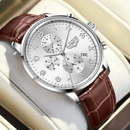 LIGE New Mens Watches Top Brand Luxury Military Quartz Watch For Men Fashion Leather Sports Waterproof Chronograph Reloj Hombre