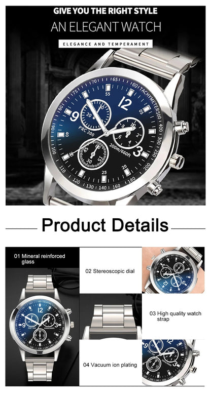 Fashion Mens Stainless Steel Watches Luxury Quartz Wristwatch Clock Men Business Casual Watch Relogio Masculino