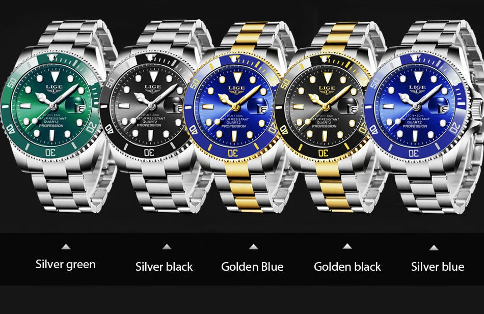 LIGE New Watch Men Business Casual Wristwatch Luxury Date Quartz Watch Stainless Steel Watches For Men Clock Relogios Masculino