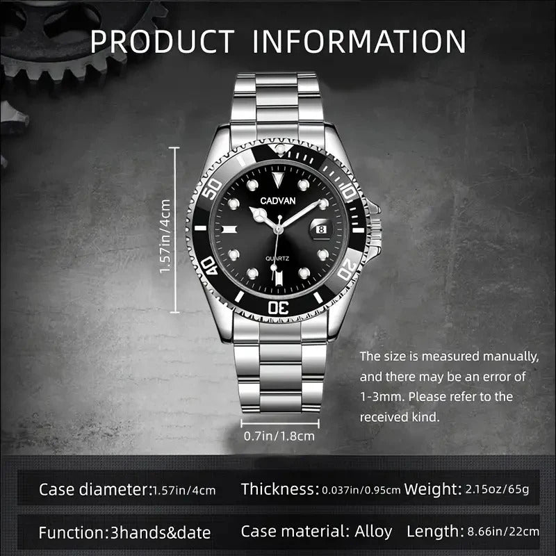 1pc Luxury Men Silver Stainless Steel Water Proof Automatic Luminous Bezel Mens Watches