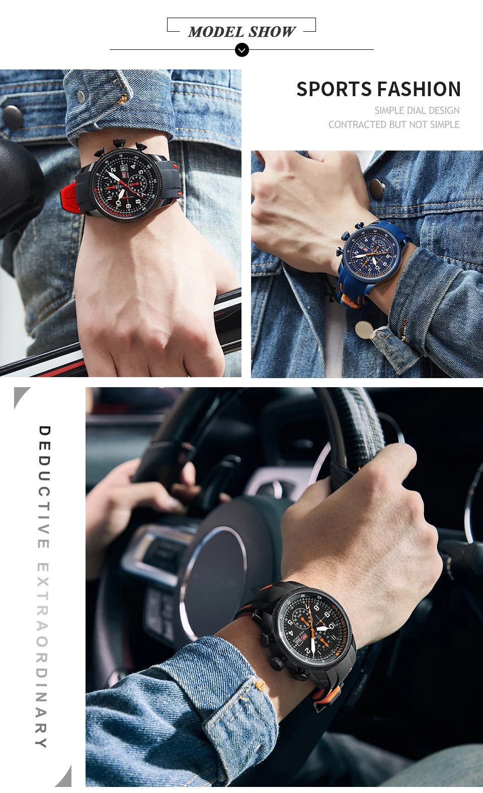 MINI FOCUS Sport Quartz Watch for Men Fashion Waterproof Chronograph Wristwatch with Blue Silicone Strap Auto Date Luminous 0379