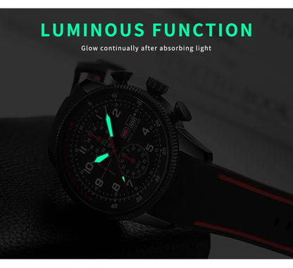 MINI FOCUS Sport Quartz Watch for Men Fashion Waterproof Chronograph Wristwatch with Blue Silicone Strap Auto Date Luminous 0379