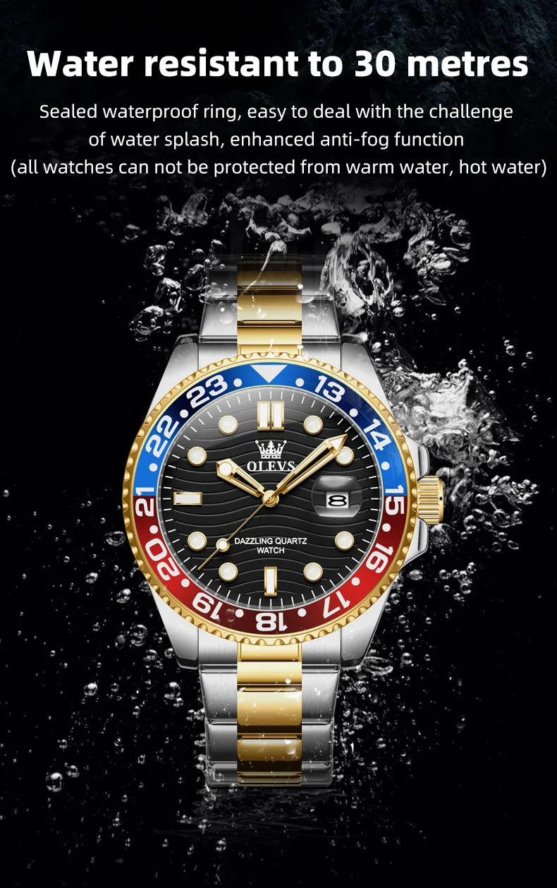 OLEVS 3610 Hot Original Luxury Men's Watches Waterproof Calendar Luminous Quartz Watch for Man Stainless Steel Authentic Watch