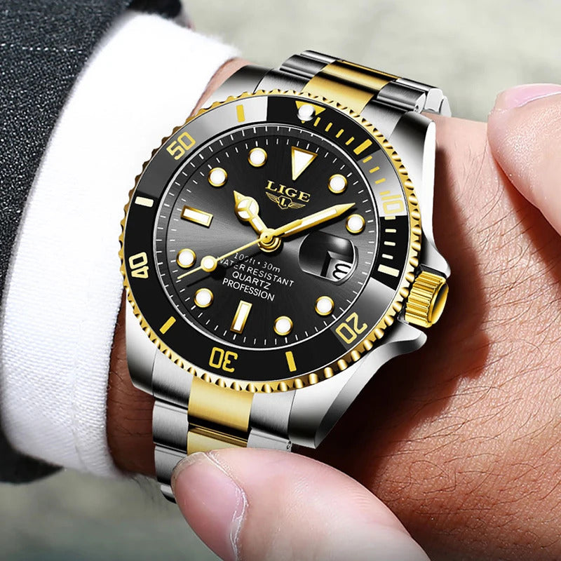 LIGE New Watch Men Business Casual Wristwatch Luxury Date Quartz Watch Stainless Steel Watches For Men Clock Relogios Masculino