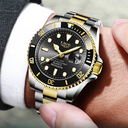 LIGE New Watch Men Business Casual Wristwatch Luxury Date Quartz Watch Stainless Steel Watches For Men Clock Relogios Masculino